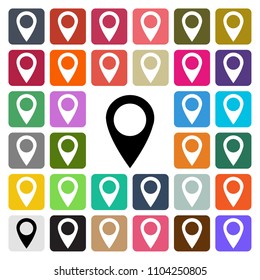 Vector modern GPS location Map pointer icon flat design icon set in button . 