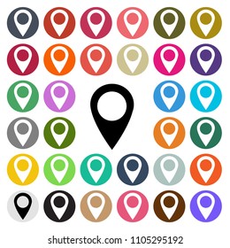 Vector modern GPS location Map pointer icon flat design icon set in button . 