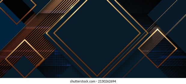 Vector modern graphic design, presentation background. Illustration art, geometric shape, gold color line pattern with blue and black colours background. Luxury decoration for cover, template, banner