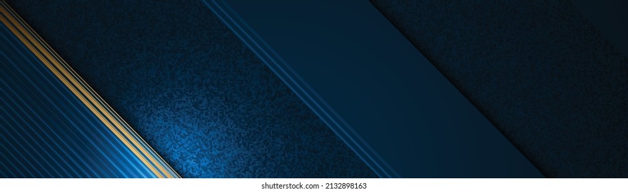 Vector modern graphic design, presentation background. Illustration art, geometric shape, gold color line pattern with blue and black colours background. Luxury decoration for cover, template, banner