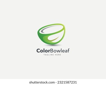 Vector modern green leaf bowl logo gradient