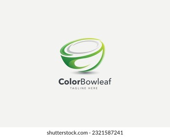 Vector modern green leaf bowl logo gradient