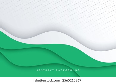 vector modern green paper cut cover abstract background and dots