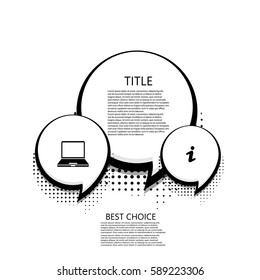 Vector modern halftone bubble speech icons business and technology background