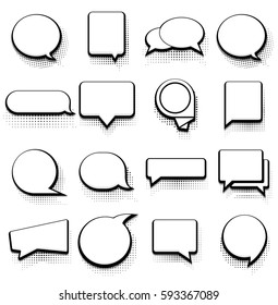 Vector modern halftone bubble speech icon set on white background