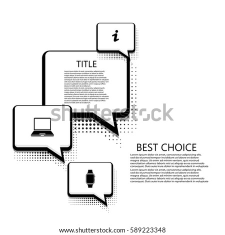 Vector modern halftone bubble speech icons business and technology background