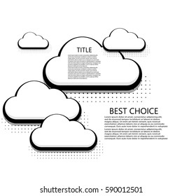 Vector modern halftone cloud icons background design