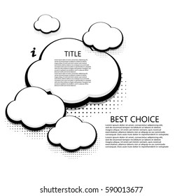 Vector modern halftone cloud icons background design