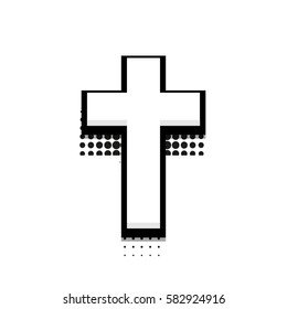 Vector modern halftone cross icon on white background