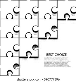 Vector modern halftone puzzle icons business background