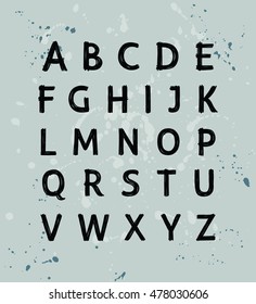 Vector modern hand written alphabet. Educational poster with latin alphabet letters. Alphabet uppercase letters written by marker. 
