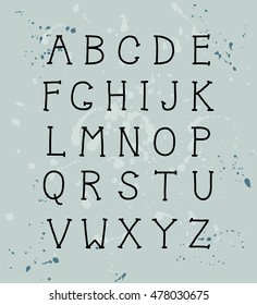Vector modern hand written alphabet. Educational poster with latin alphabet letters. Alphabet uppercase letters written by marker. 