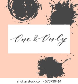Vector modern hand written love card, poster for Valentines Day or date, wedding. Hand lettering, elegant calligraphy.