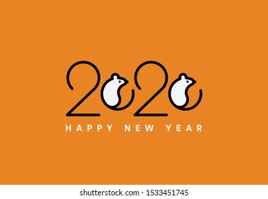 Vector modern Happy new year card for 2020 with rat icons. Seasonal holidays flyers, greetings and invitations cards and christmas themed congratulations and banners.
