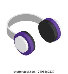 Vector modern headphones flat illustration.