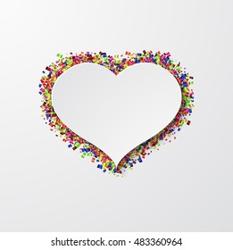 Vector modern heart with confetti on white background