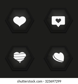 Vector modern heart icons set on background
