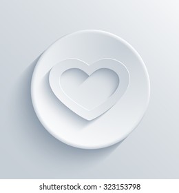 Vector modern heart light circle icon with shadow