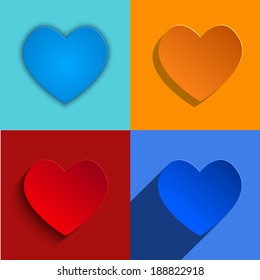 Vector modern hearts icons set on sample background. Eps10