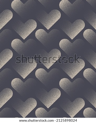 Vector Modern Hearts Seamless Pattern Valentines Day Aesthetic Background Modern Abstract Wallpaper. Dotted Heart Graphic Love Symbol Continuous Wrapping Paper Faded Texture. Tileable Art Illustration
