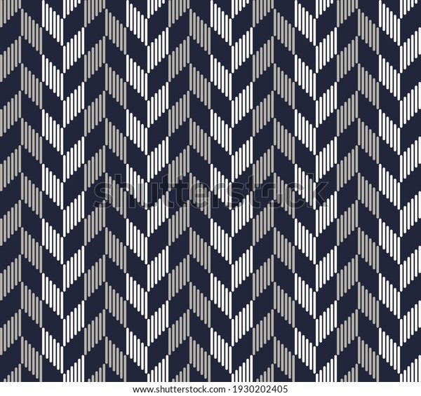 Vector modern\
herringbone or chevron pattern from small line shape with blue and\
grey color seamless background. Use for fabric, textile, cover,\
wrapping, decoration\
elements.