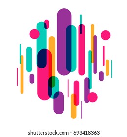 Vector - Modern hipster style abstraction made with different style lines and shapes. Colorful bright abstract graphic element. Vivid stylish futuristic arrangement composition. Vector illustration