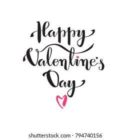 Vector modern holiday lettering. Happy Valentine's day in the white background. Isolated font composition.