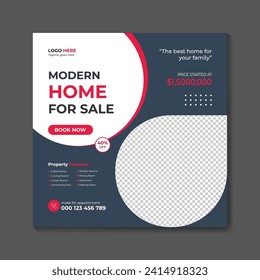 Vector modern home sale social media post template or real estate web banner design template