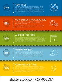 Vector modern horizontal Infographic timeline report template with icons