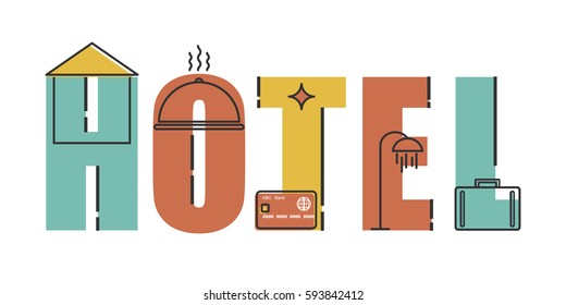 Vector modern hotel for the banner. Thin line flat design background for website.