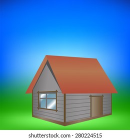 Vector Modern House on Blue Sky Background for Your Design