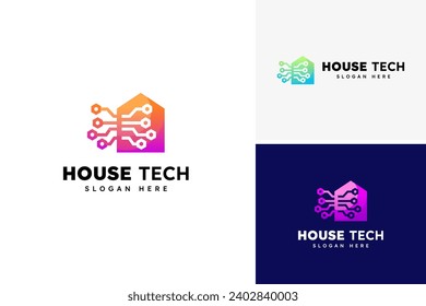 Vector modern house tech logo design, house logo, technology logo design template