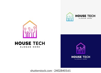 Diseño de logotipo de tecnología de cámara moderna, logotipo de casa, plantilla de diseño de logotipo de tecnología