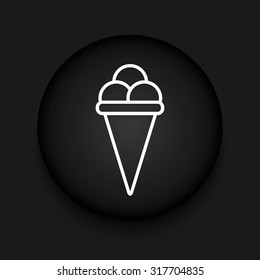 Vector modern ice cream black circle icon with shadow