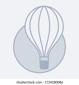 Vector modern icon of an air balloon. It represents a concept of flying, adventure and balloon travelling. Can be used as a logo, icon, or label