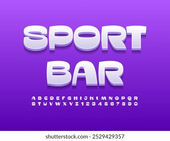 Vector modern icon Sport Bar. Unique White Font. Trendy set of 3D Alphabet Letters and Numbers