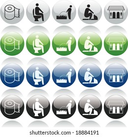 Vector of Modern Icons, in both ON and OFF Modes, and multiple colors, for web, icon, symbol, button design