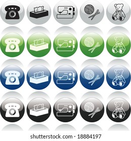 Vector of Modern Icons, in both ON and OFF Modes, and multiple colors, for web, icon, symbol, button design