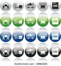 Vector of Modern Icons, in both ON and OFF Modes, and multiple colors, for web, icon, symbol, button design