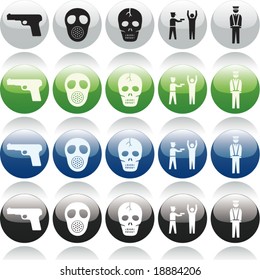 Vector of Modern Icons, in both ON and OFF Modes, and multiple colors, for web, icon, symbol, button design