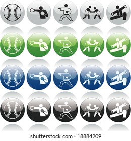 Vector of Modern Icons, in both ON and OFF Modes, and multiple colors, for web, icon, symbol, button design