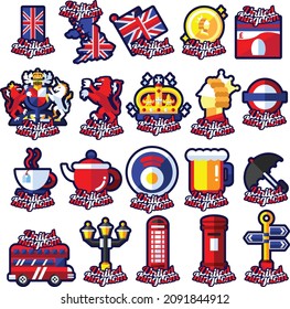 Vector modern illustration London with hand drawn doodle british symbols