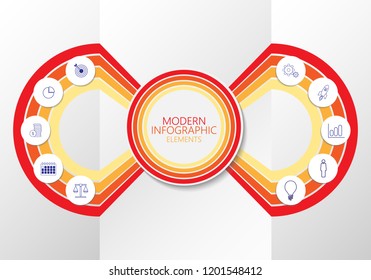 Vector modern infographic business template with 3D paper labels and integrated circle