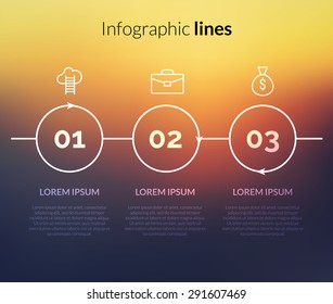 Vector modern Infographic with circles, pointers for website. 3 steps concept layout for business corporate on nice background