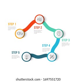 Vector modern infographic data design template. Vector illustration with 5 steps and icons. Can be used for workflow layout, diagram, annual report, web design.