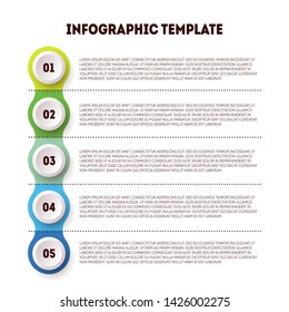 Vector modern Infographic design template with 5 options or steps.