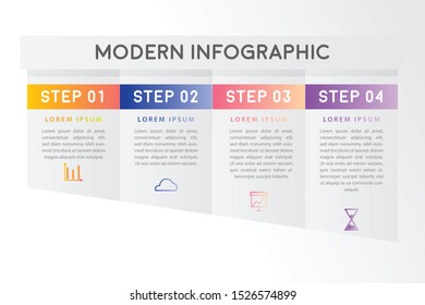 Vector modern infographic with fiver steps for presentation. Business infographic template with options for brochure, workflow layout, diagram, business step options, banner, and web design.