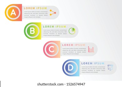Vector modern infographic with fiver steps for presentation. Business infographic template with options for brochure, workflow layout, diagram, business step options, banner, and web design.