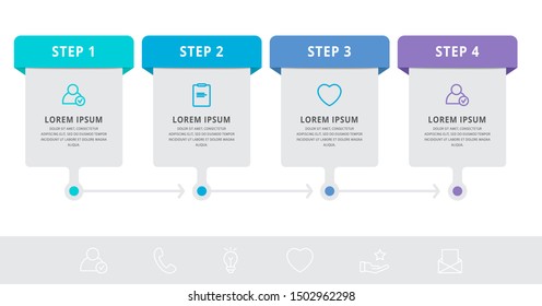 Vector modern infographic flat template label for four diagrams, graph, presentation. Business concept with 4 options and rectangles. Blank space for content, step for step, timeline, workflow, web
