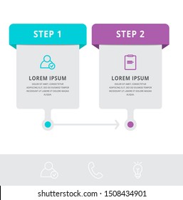 Vector modern infographic flat template label for two diagrams, graph, presentation. Business concept with 2 options and rectangles. Blank space for content, step for step, timeline, workflow, web